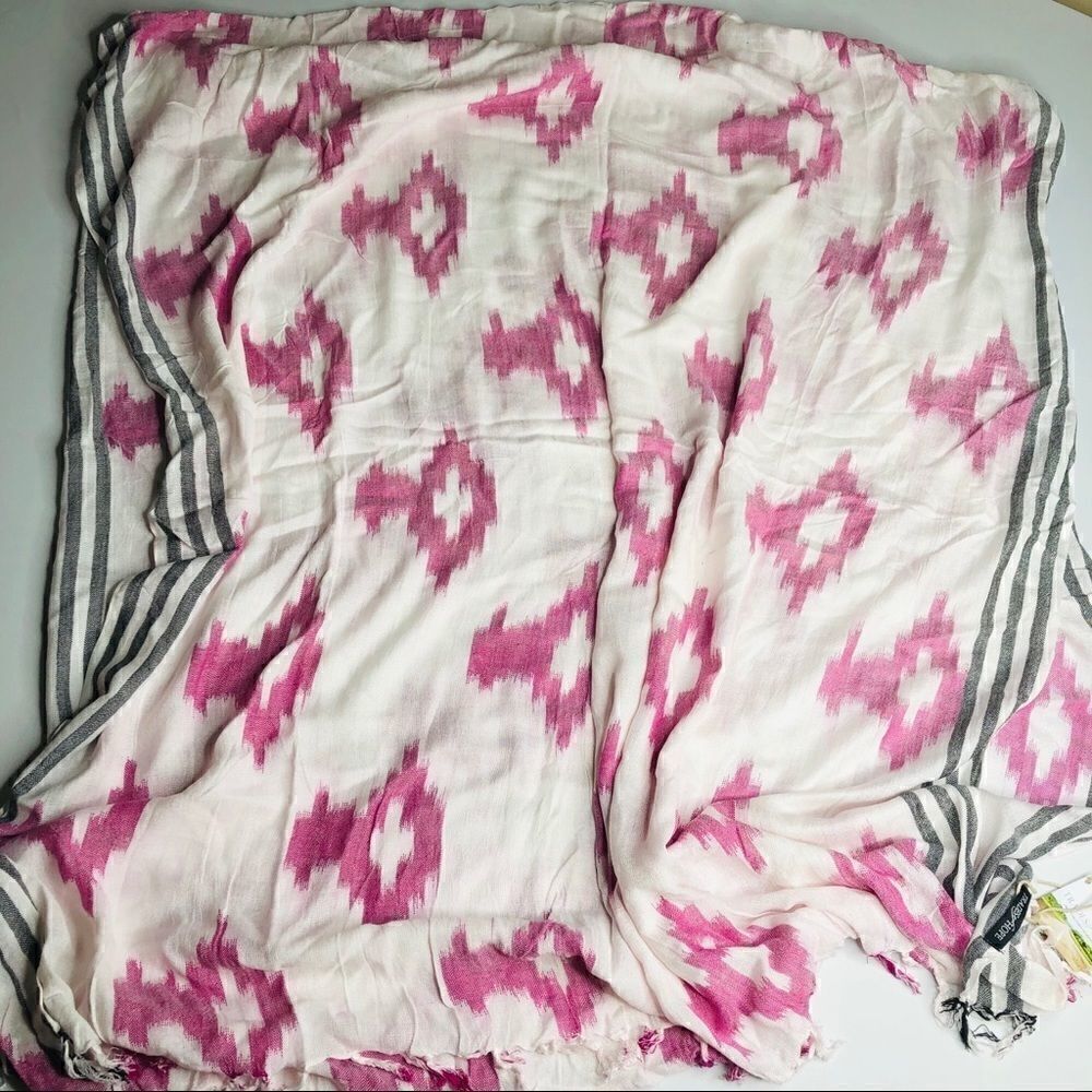 Trades of Hope Destination Wrap Scarf – Pink Ikat Shawl - Picture 7 of 10